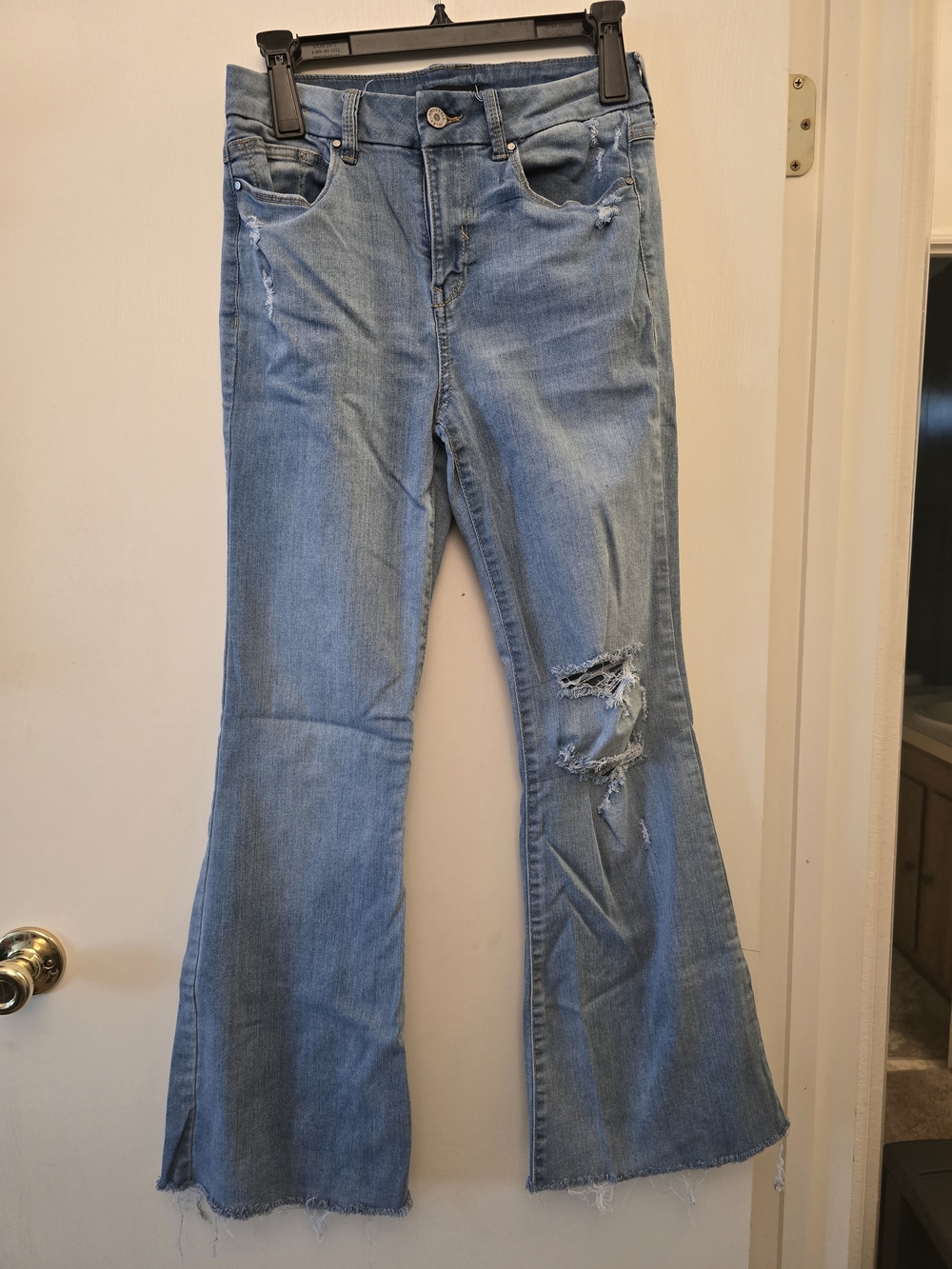 Sincerely Jules Light Blue Distressed Flare Jeans